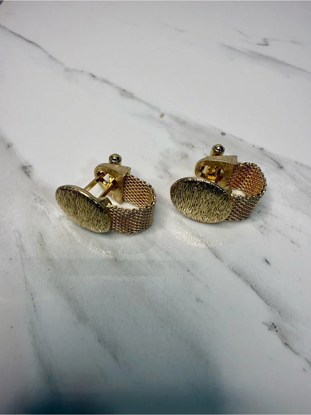 Gold Tone Mesh Cuff links